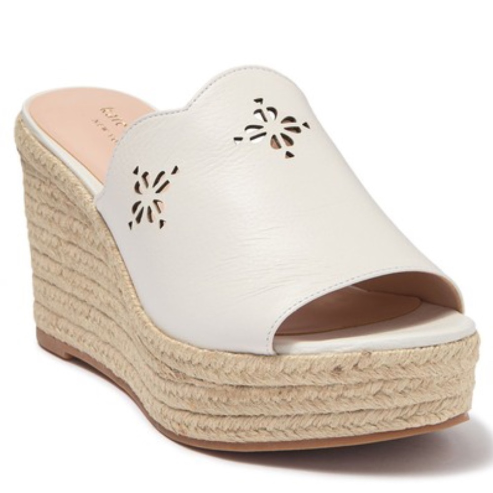 Kate Spade White Tia Espadrille Wedge Sandal Size 8.5